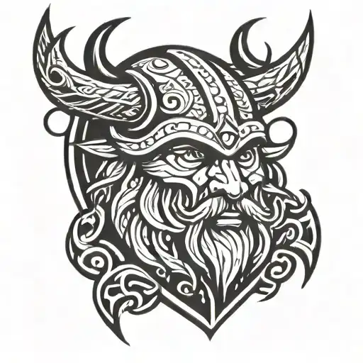 cartoon low detail Viking head in the shape of a shield like a futbol logo  tattoo design idea