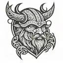 cartoon low detail Viking head in the shape of a shield like a futbol logo  tattoo design idea