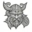 cartoon low detail Viking head in the shape of a shield like a futbol logo  tattoo design idea