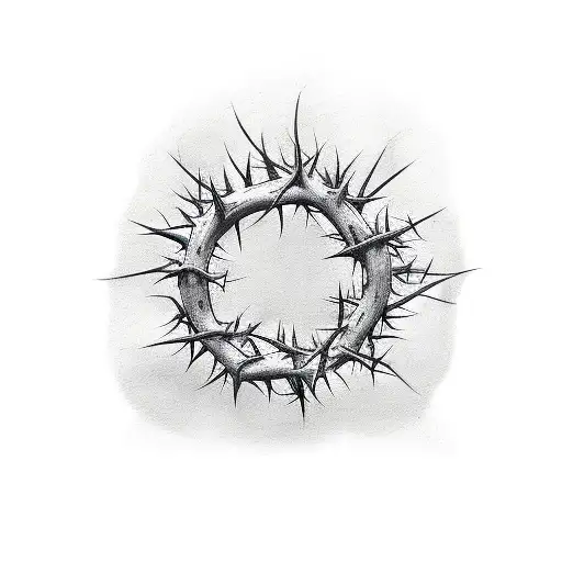A sketch-style tattoo of a crown of thorns surrounded by thorny vines tattoo design idea