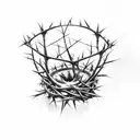 A sketch-style tattoo of a crown of thorns surrounded by thorny vines tattoo design idea