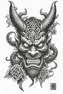 oni demon mask tattoo design idea
