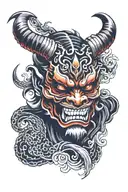 oni demon mask tattoo design idea