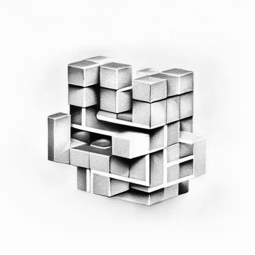 Tetris pieces falling and falling into place tattoo design idea