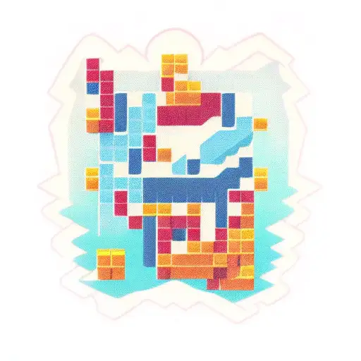 Tetris pieces falling and falling into place tattoo design idea