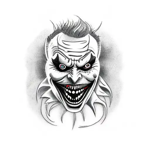 A traditional-style tattoo of a spider and the Joker's face merged together, creating a unique and eerie design tattoo design idea