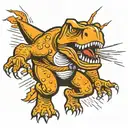 trex biting an atom bomb explosion tattoo design idea