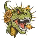 trex biting an atom bomb explosion tattoo design idea