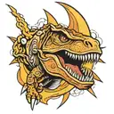 trex biting an atom bomb explosion tattoo design idea