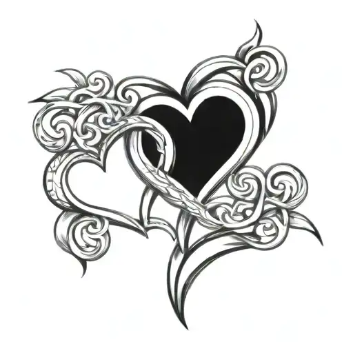 Create a tattoo featuring intertwined hearts with the initials of your nephews incorporated into the design tattoo design idea