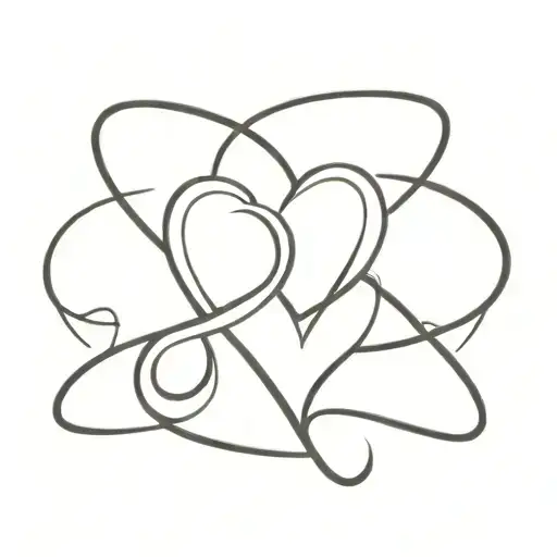 Create a tattoo featuring intertwined hearts with the initials of your nephews incorporated into the design tattoo design idea