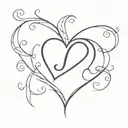 Create a tattoo featuring a heart with the initials of your nephews in the design tattoo design idea