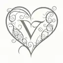 Create a tattoo featuring a heart with the initials of your nephews in the design tattoo design idea