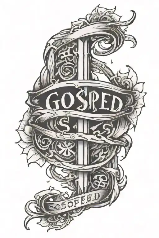 Godspeed written vertically tattoo design idea