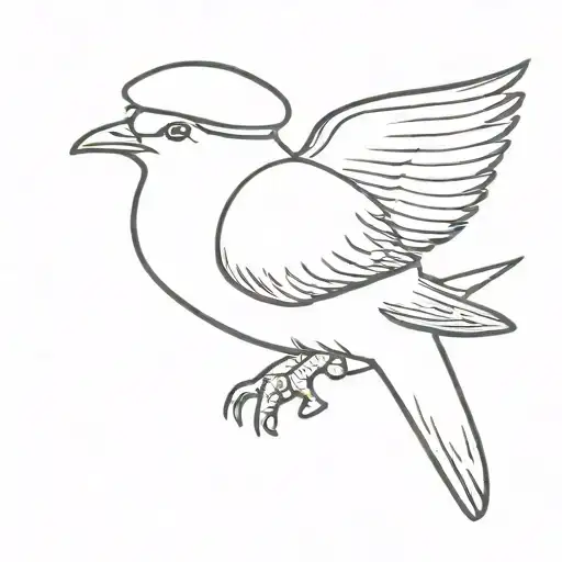 pigeon in flat cap tattoo design idea