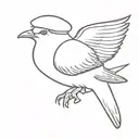 pigeon in flat cap tattoo design idea