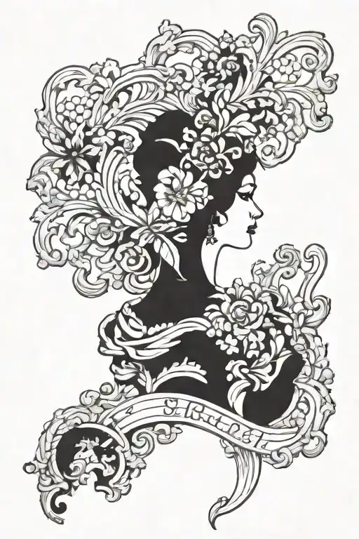 18th century painting with elements of modern fashion tattoo design idea