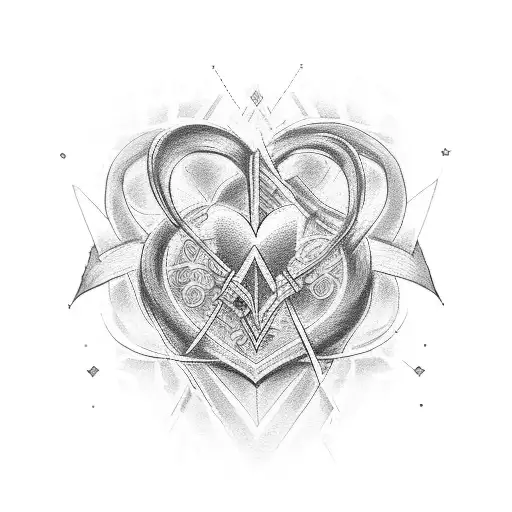 Create a tattoo featuring Vikas and Vivikt's names in a heart shape with a mix of dotwork and sketch styles tattoo design idea