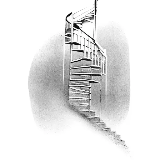 Spiral staircase leading to a hidden realm tattoo design idea
