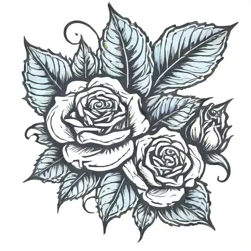 leaf ans roses tattoo design idea