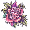 leaf ans roses growing tattoo design idea