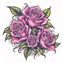 leaf ans roses growing tattoo design idea