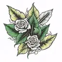 leaf ans roses tattoo design idea