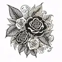 leaf ans roses tattoo design idea