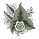 leaf ans roses tattoo design idea