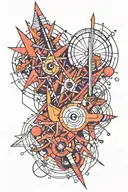 An abstract design incorporating spikes and lines inspired by accounting graphs tattoo design idea