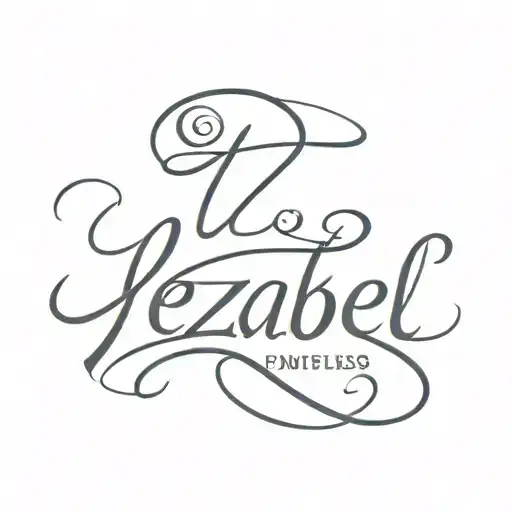 Jezabel name written cursive Los Angeles cholo low rider letters style tattoo design idea
