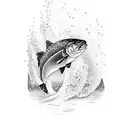 Atlantic salmon jumping tattoo design idea