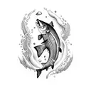 Atlantic salmon jumping tattoo design idea