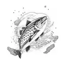 Atlantic salmon jumping tattoo design idea