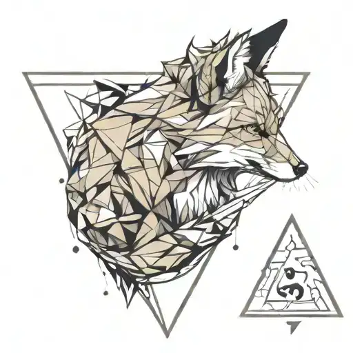 fox in a triangle shape tattoo design idea