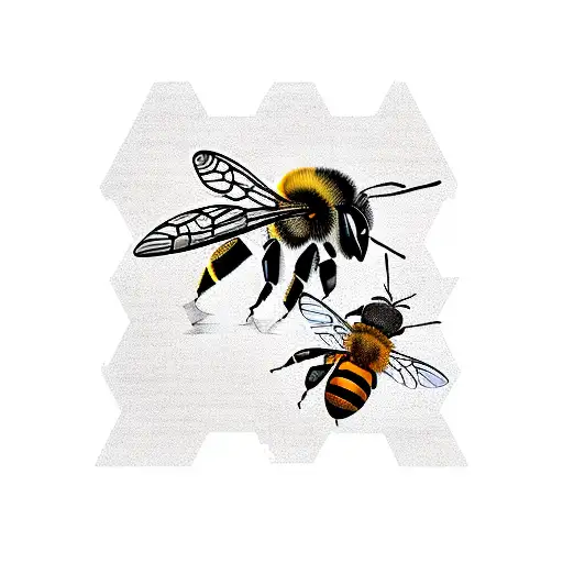 honeycomb with bee tattoo design idea
