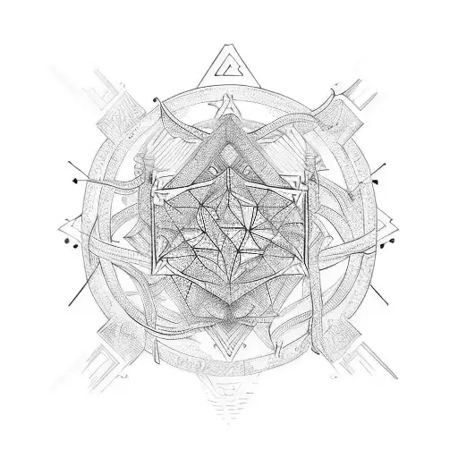 cyber sigilism style tattoo with hearts and for placement on the right thigh tattoo design idea