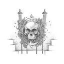Sandbox in a graveyard tattoo design idea