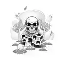 Sandbox in a graveyard tattoo design idea