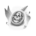 Sandbox in a graveyard tattoo design idea