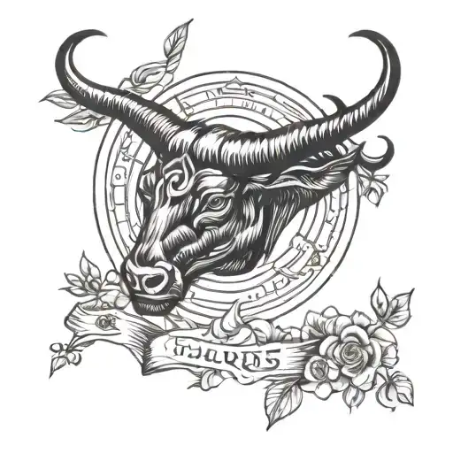 Taurus zodiac portrait tattoo design idea