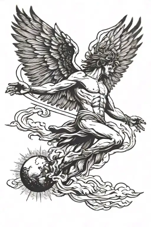 Icarus falling from the sun tattoo design idea