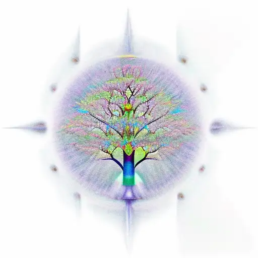 the tree of life, the platonic prisms, the chakras and the radial plasmas tattoo design idea