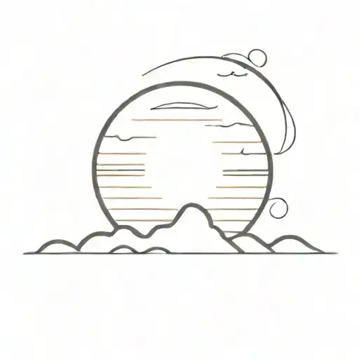 a pencil drawing of a sunset over the sea. The sun would form the letter C tattoo design idea