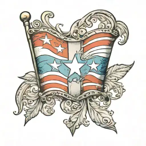 puerto rico flag morphing tattoo design idea