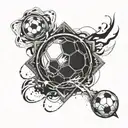 Design a tattoo with a complete composition where all elements are fused together. The elements should include a footbal tattoo design idea