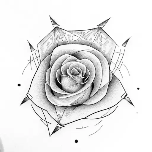 geometric roses tattoo design idea