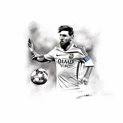 messi with the champions tattoo design idea
