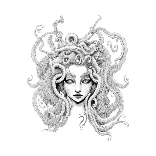 mermaid medusa tattoo design idea