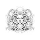 mermaid medusa tattoo design idea